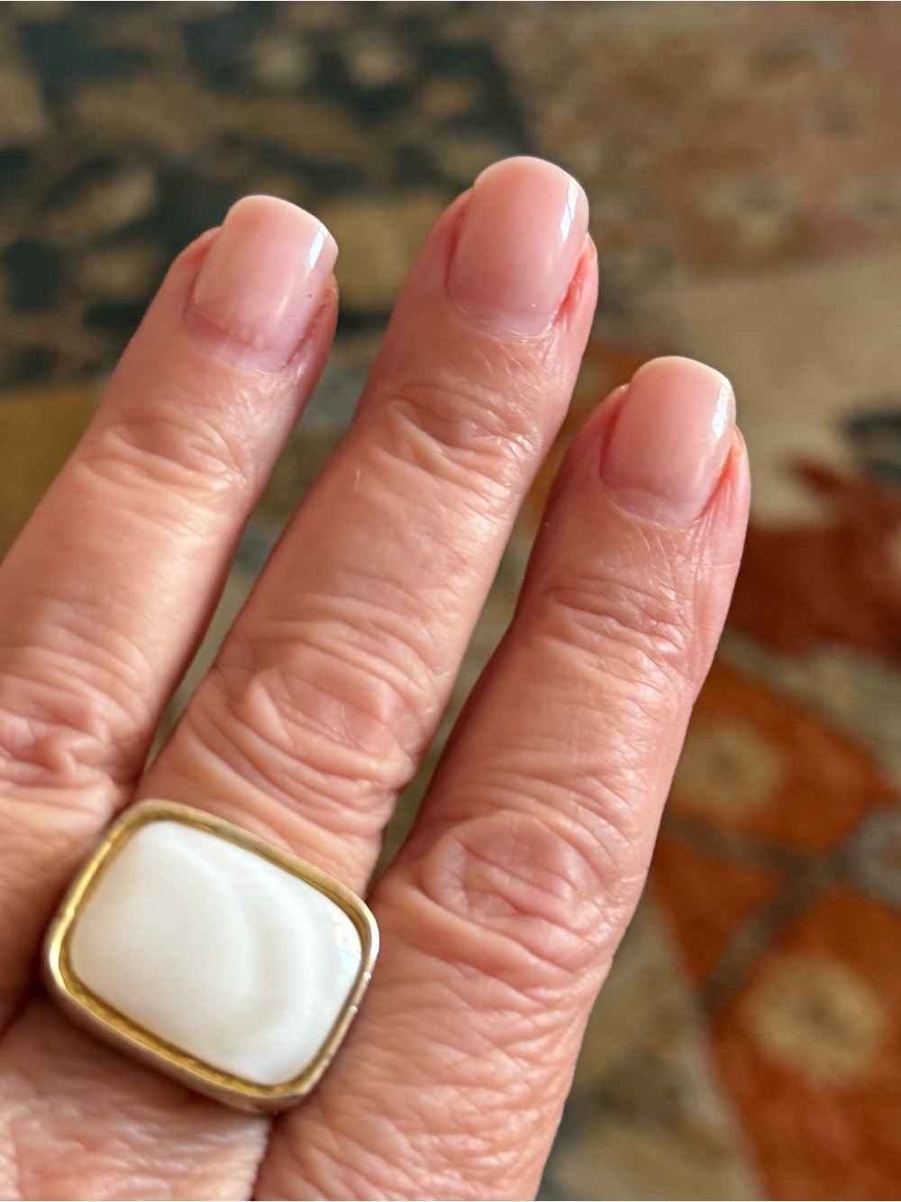 Large White Rectangular Statement Ring Size 8.75 - Picture 3 of 7